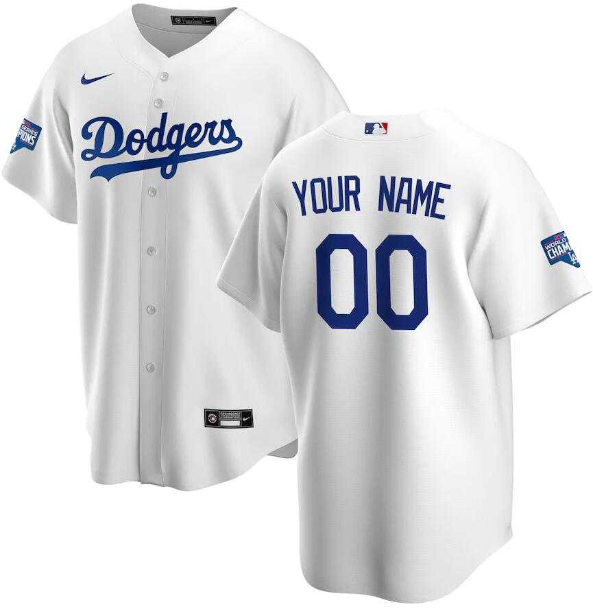 Customized Men & Women & Youth Dodgers White Nike 2020 World Series Champions Cool Base Jersey